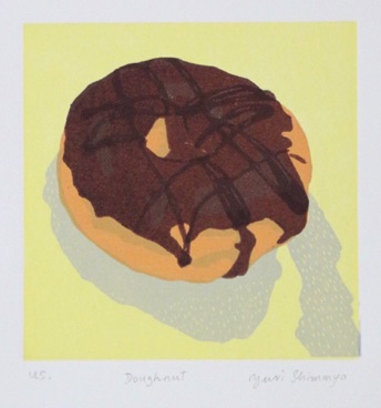 Doughnut - multi-plate colour Lino cut - Milk Chocolate